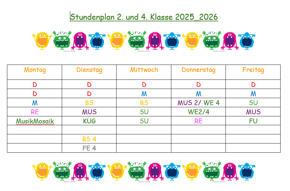 Stundenplan Monsterklasse